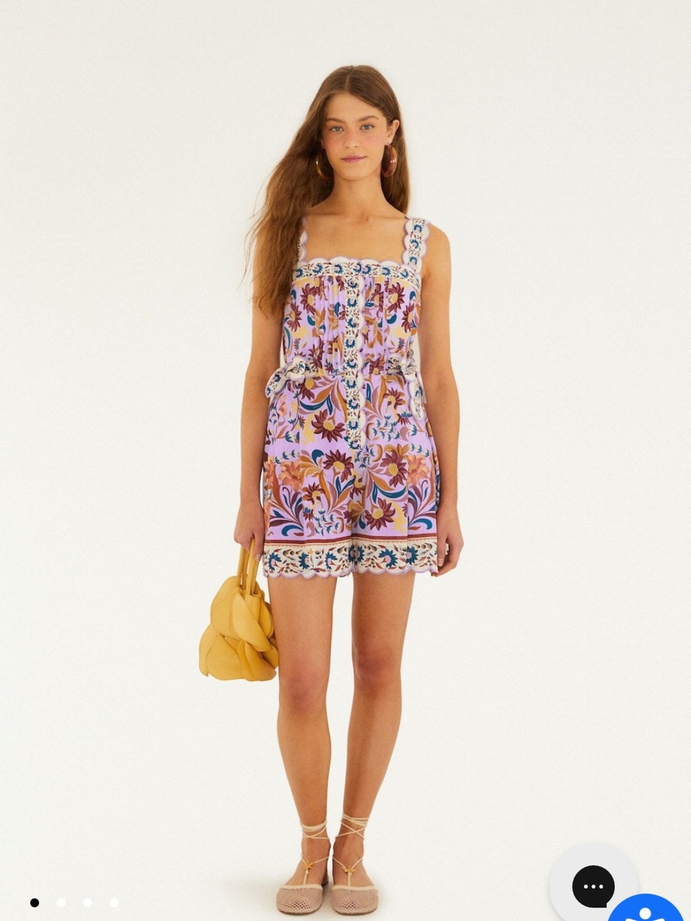 FARM Rio Lilac Flower Tiles Romper - Picture 1 of 5